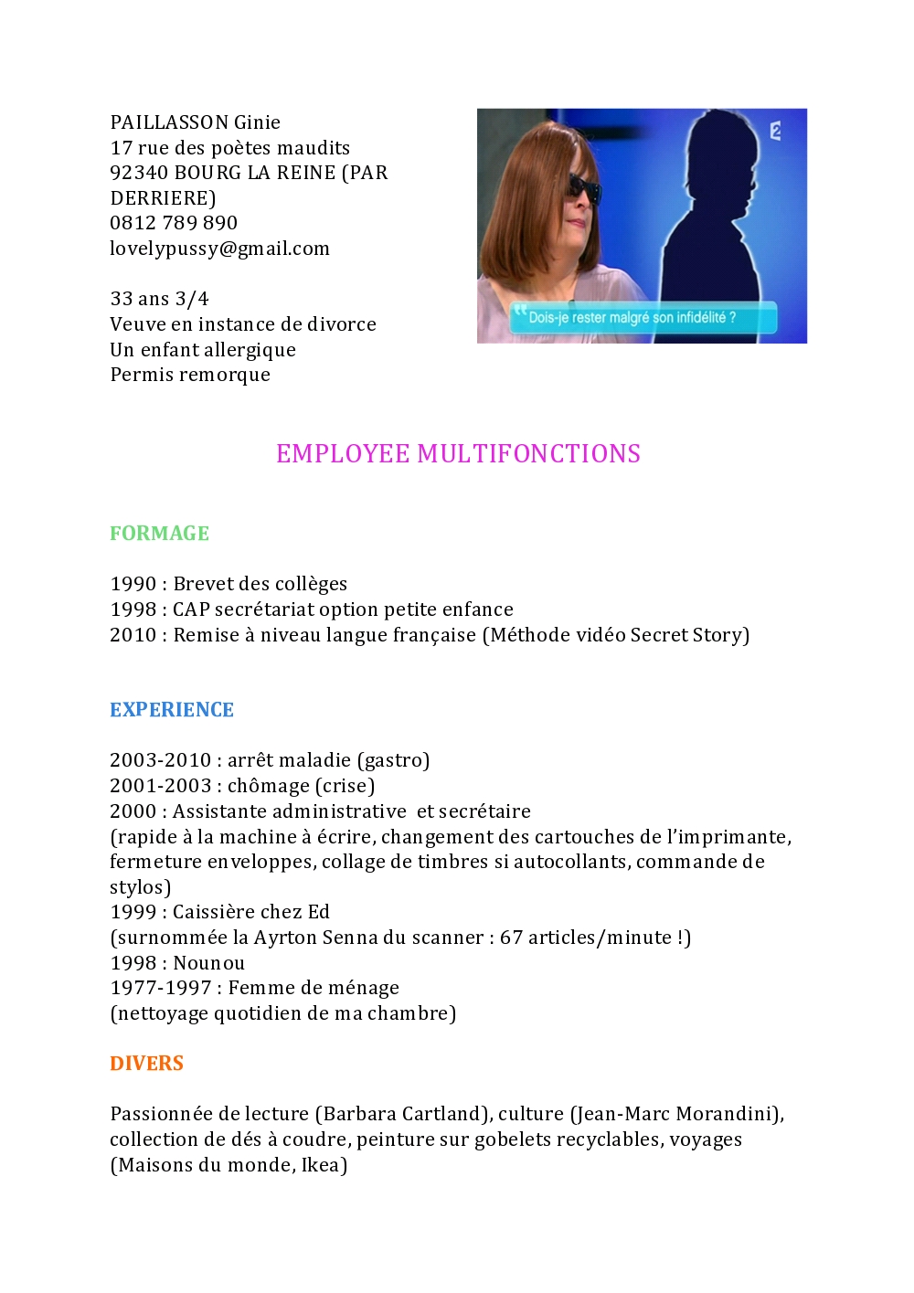 exemple de cv a ne pas faire
